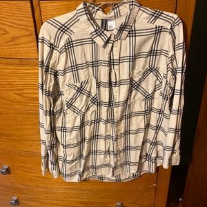 Cream and black plaid shirt